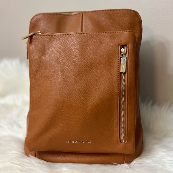 Expressions Brown Leather Men's Backpack - Picture 1 of 12